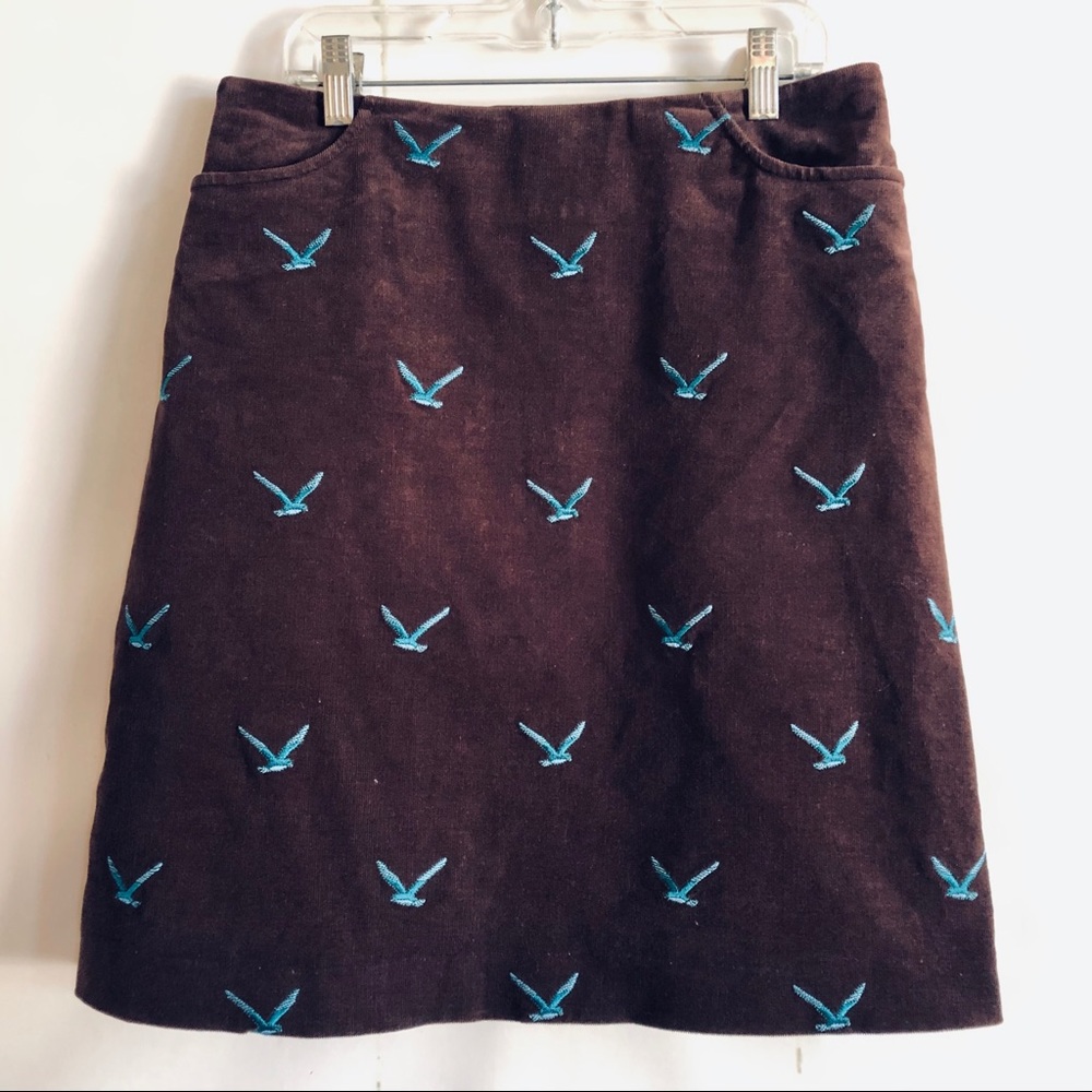Vintage Lilly Pulitzer Brown Velvet Blue Birds Skirt